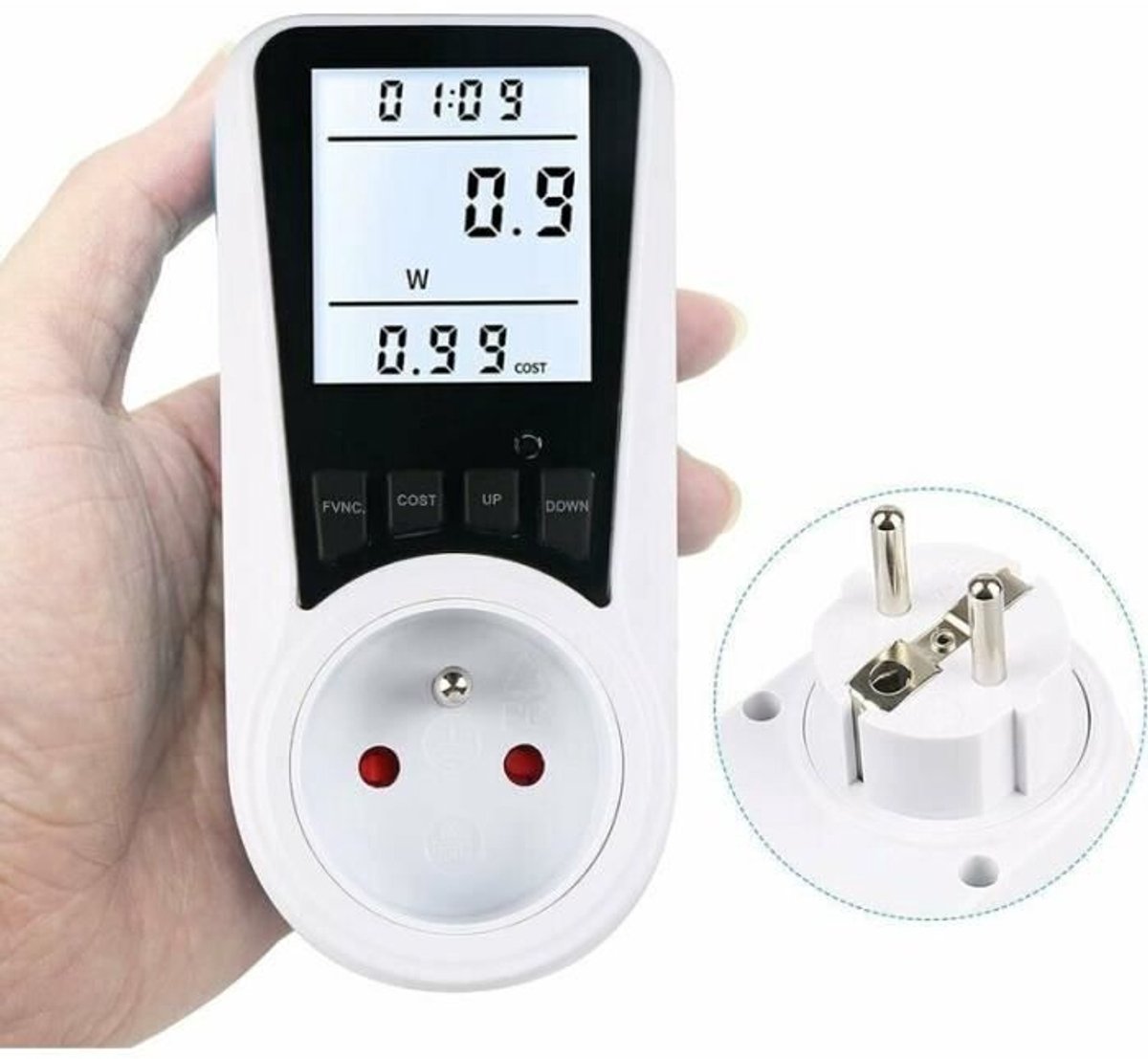 Stroommeterstekker, 230V AC energiemeter, energieverbruiksmeter, stekker Geschikt voor stroomverbruiksmonitoring