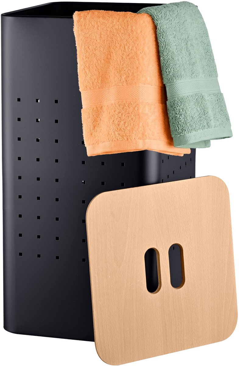 Wasmand - 55 l - met gaatjes - zwart-naturel