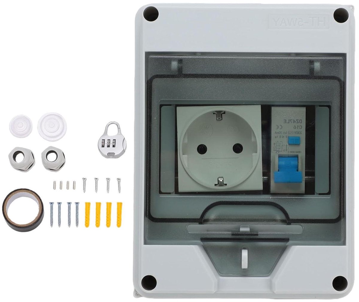 Opbouw Stopcontact - Buitenbehuizing Elektrisch - Veilige Stroomvoorziening - IP65 Waterbestendig - 16A Stroomonderbreker - Grijs