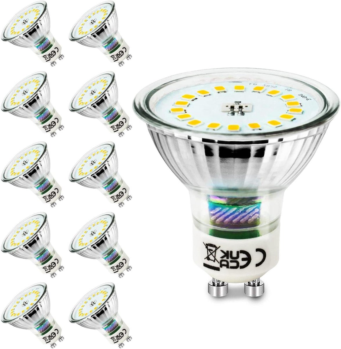 Ledlampen GU10 - Energiezuinig Licht - Sfeerverlichting Creëren - Dimbare Functie - 10 Stuks - Neutraal Wit