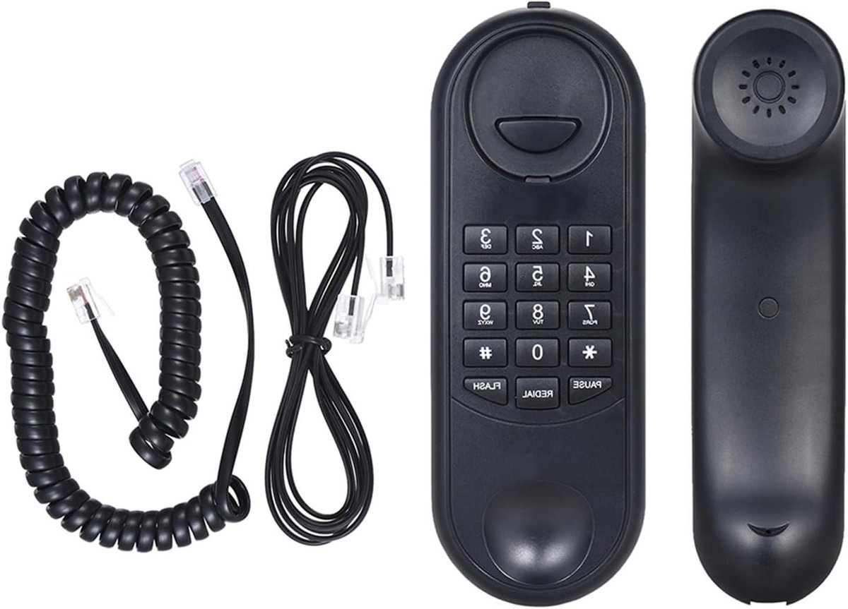 Vaste Telefoon - Huishoudtelefoon Kantoor - Dagelijks Bellen - Geen Batterij Nodig - 21 cm - Zwart