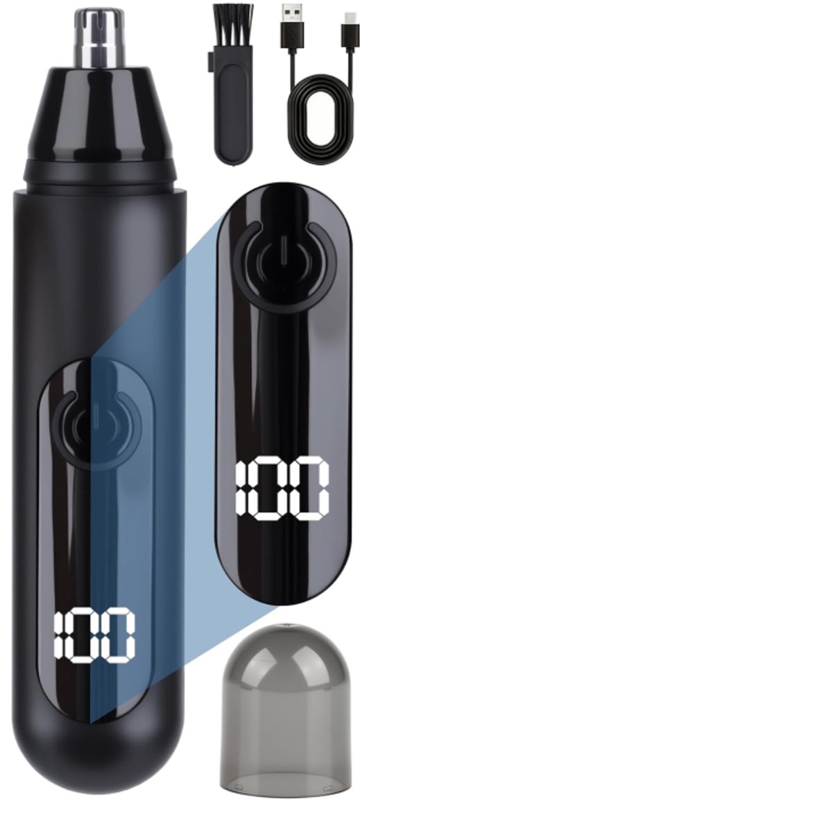 Oplaadbare Neustrimmer via USB, Pijnloze Oorhaartrimmer voor Mannen en Vrouwen, Neusscheerder, met LED‑scherm, Gemakkelijk Schoon te Maken