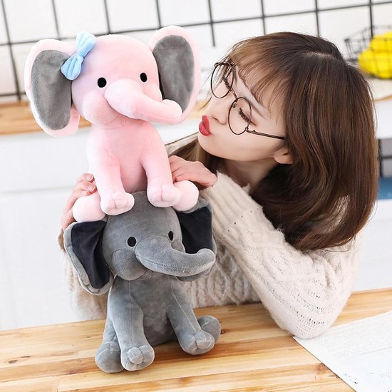 Olifant Knuffel - Pluche Pop - Decoratie en Comfort - Zacht PP-katoen - 25 cm - Roze van Olifant — afbeelding 2