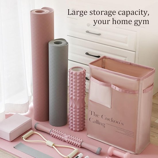 Yoga Opslag Organizer - Fitness Rek - Sportspullen Opbergen - Ruime Capaciteit - 25.4 x 11.2 x 11.2 cm - Roze — afbeelding 4