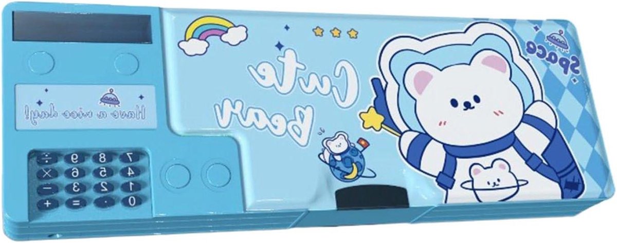 Pop Up Etui - Pennendoos Rekenmachine - School Organisatie - Ingebouwde Rekenmachine - 26 cm - Berengeel