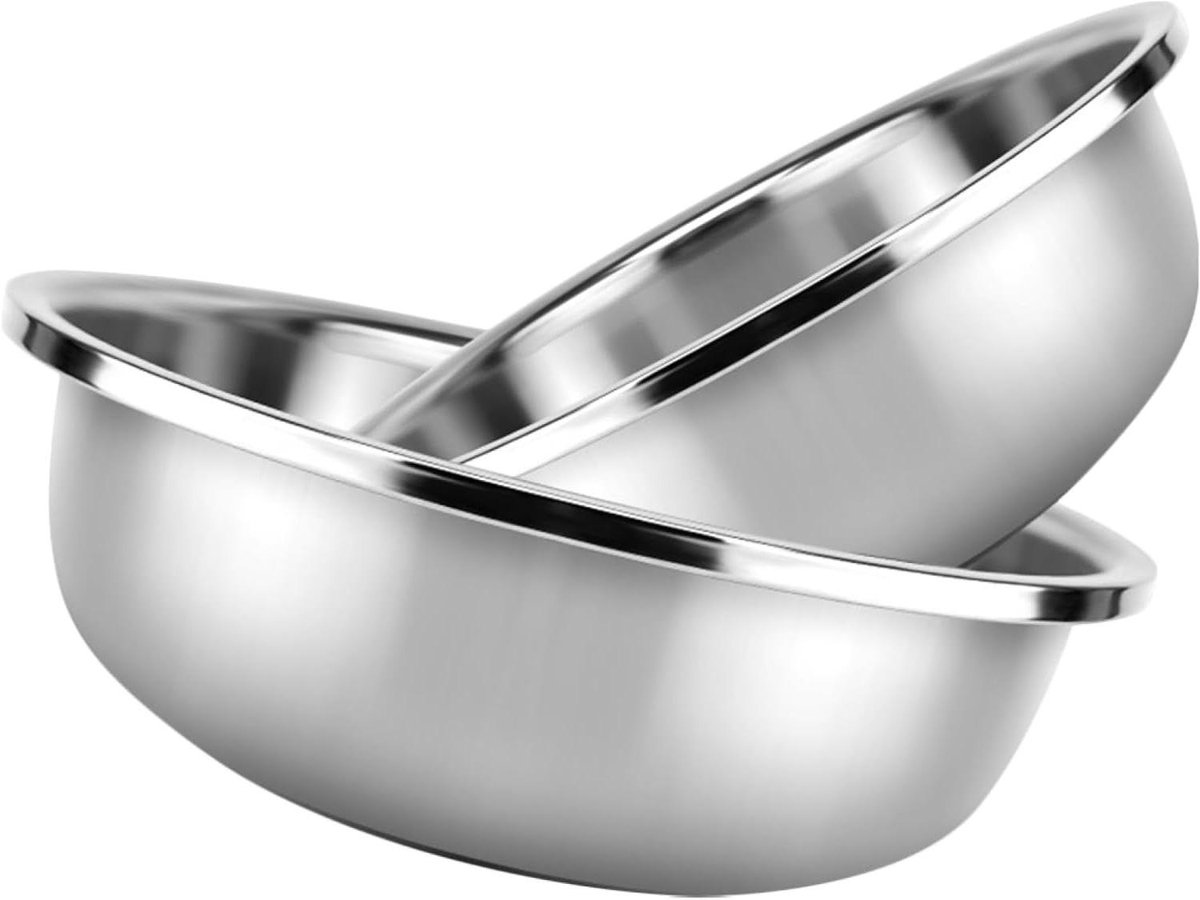 Roestvrijstalen Waskommen - Keukenkommen Set - Groenten Wassen - Stapelbaar Ontwerp - 2 Stuks 29 cm - Zilver
