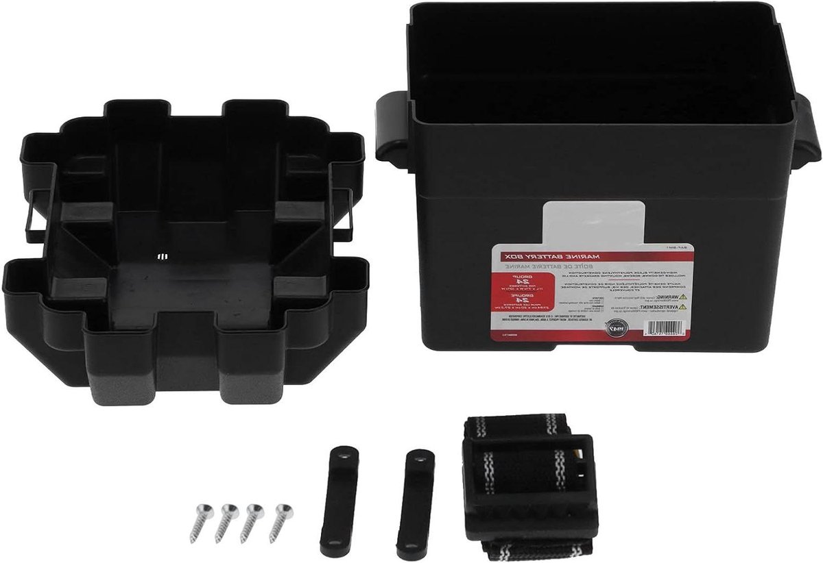 Batterijhouder - Accubak Opslag - Veilige Opslag - Ventilatie Ontwerp - 30x20x18 cm - Zwart