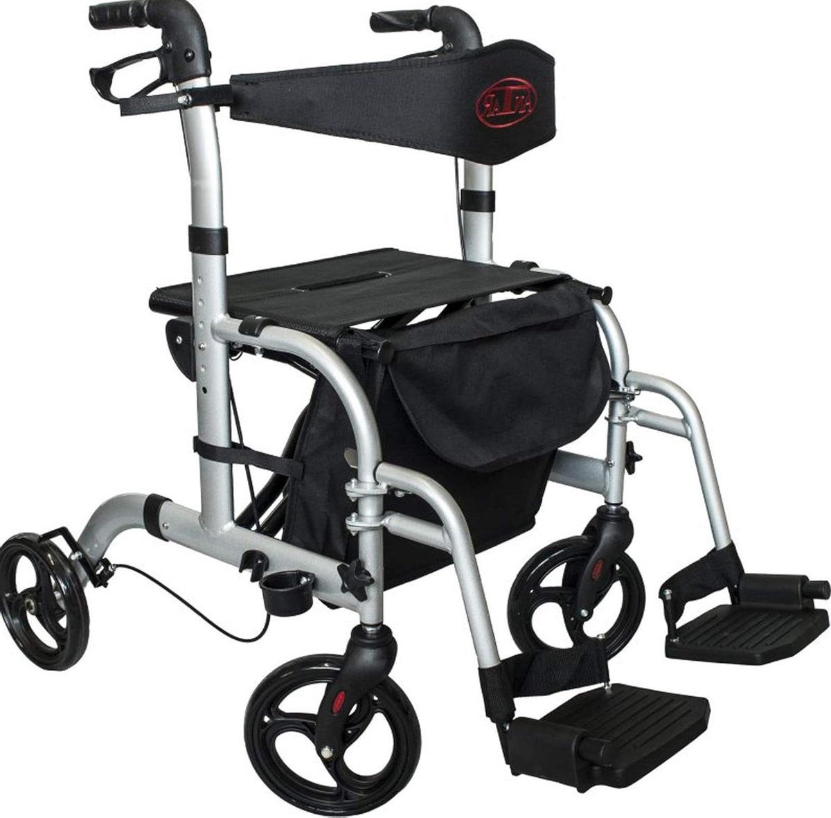 Aluminium Vervoer - Loophulp Hulpmiddel - Onderweg Hulp - Opvouwbare Zitting - 9.80 kg - Zwart
