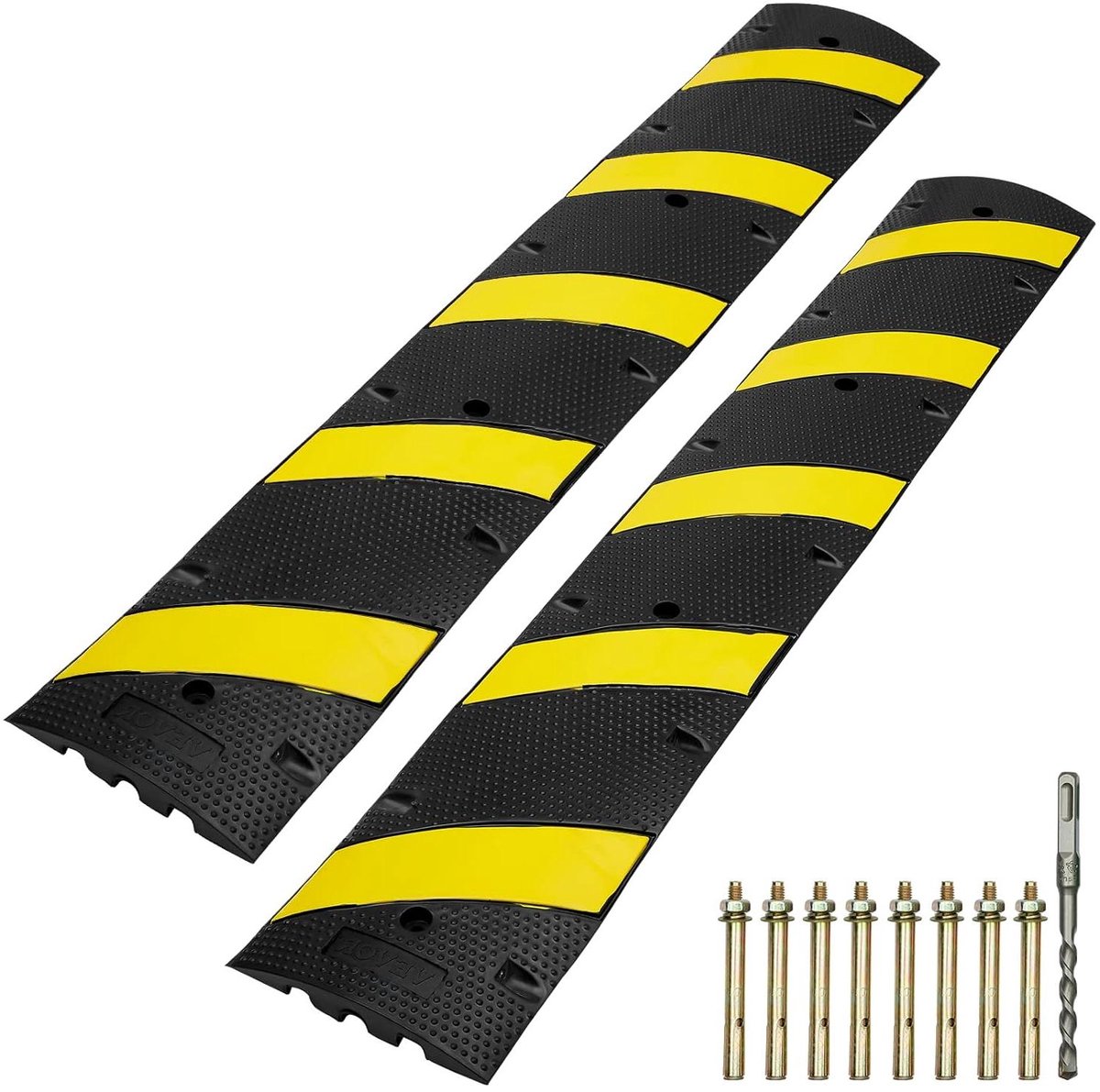 Kabelbeschermers Set - Slangbrug Rubber - Verkeer Beveiligen - Hoge Draagkracht - 2 Stuks 183 cm - Zwart Geel