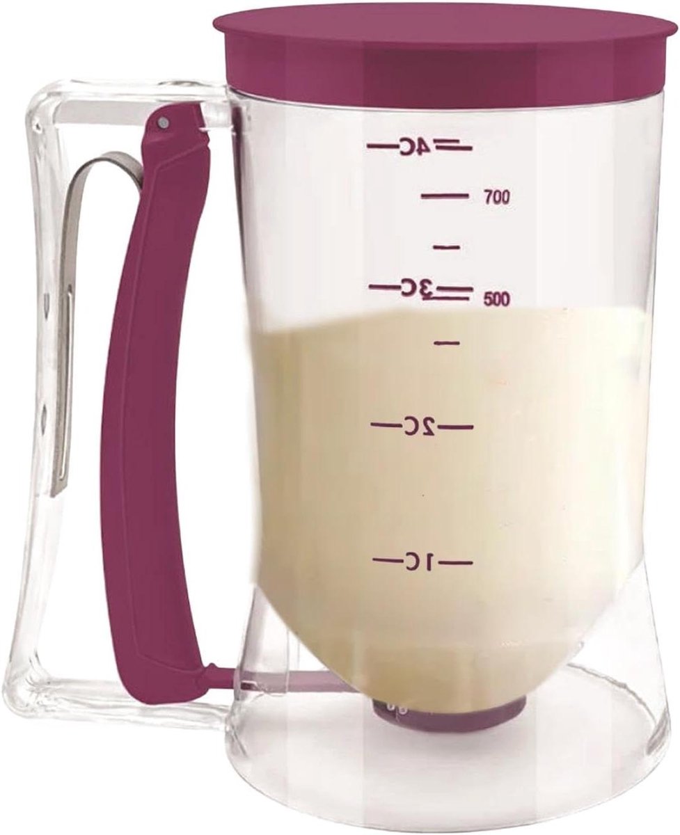 Pannenkoekbeslag Dispenser - Beslag Separator Keukengereedschap - Nauwkeurig Bakken - Transparant met Graduatiemarkeringen - 18.5 cm Hoog - Transparant