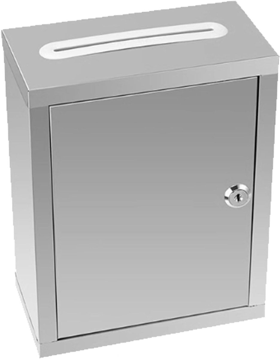 Roestvrijstalen Brievenbus - Wandmontage Postbak - Veilige Post Ontvangst - Afsluitbaar Met Sleutels - 27x21x11cm - Zilver