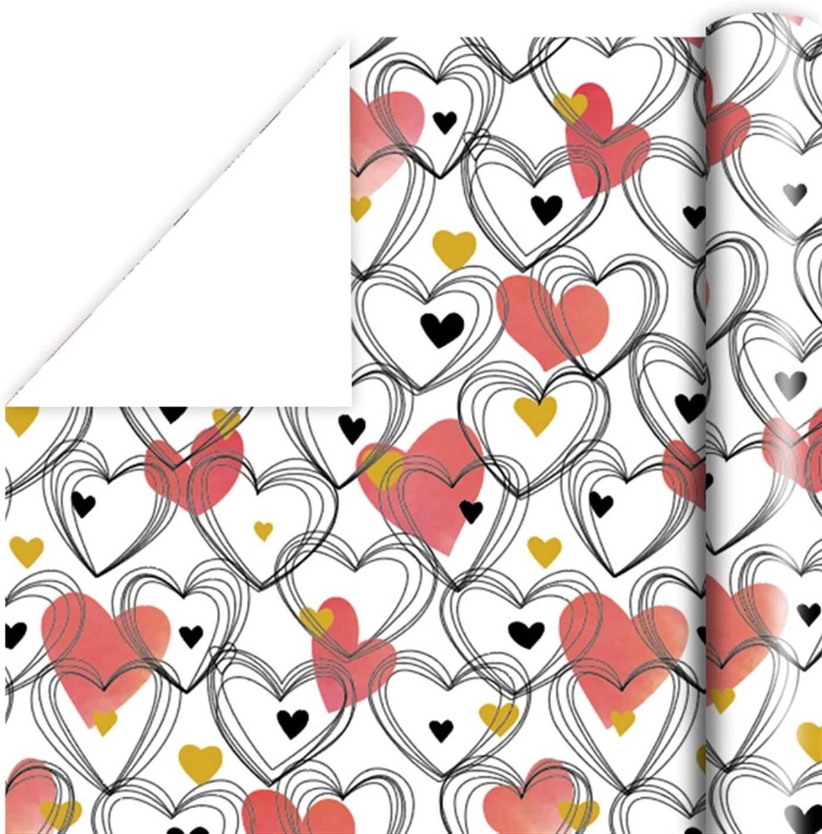 Papier Rol - Verpakking Cadeau - Feestelijk Inpakken - Hartjes Design - 50x70cm 20 Stuks - Meerdere Kleuren