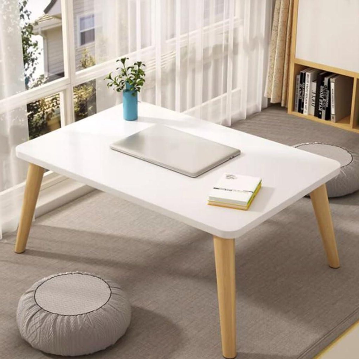Moderne salontafel - Kleine bijzettafel - Ruimtebesparend wonen - Duurzaam houtmateriaal - 60 x 40 cm - Houtkleur
