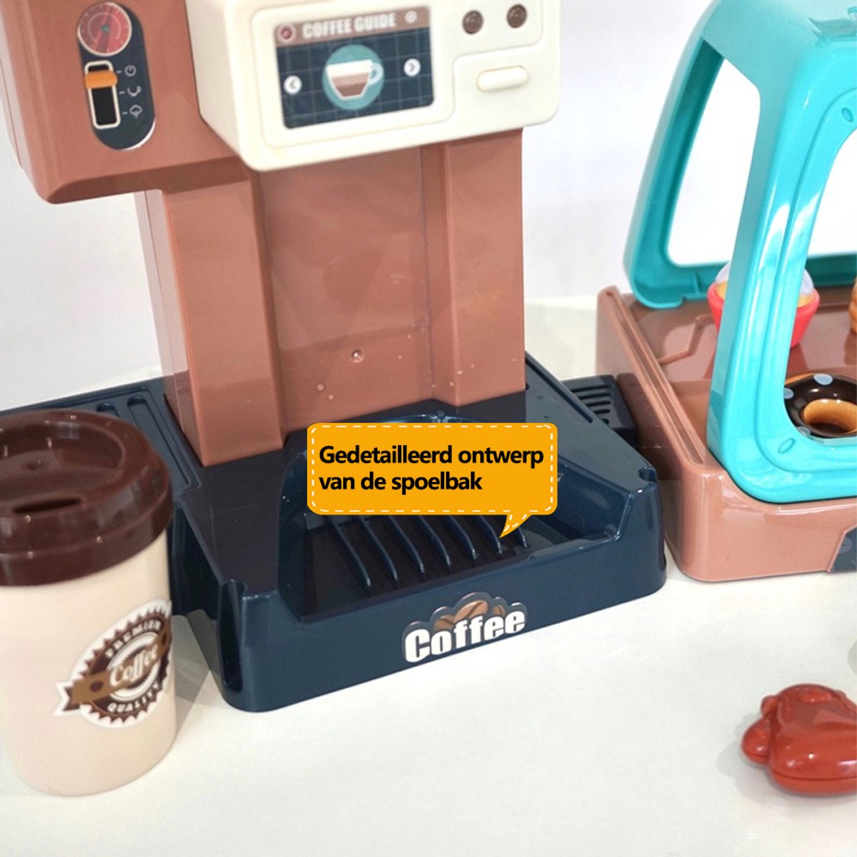 Speelset voor kinderen, 41pcs +, Koffiezetapparaat, Leren en Serveren Koffiemachine, Winkeltje Speelgeld met Licht & Geluid - Educatief Rollenspel - Interactief speelgoed - Keuken & Restaurant Verjaardag Cadeau voor Jongens & Meisjes 3 Jaar — afbeelding 4
