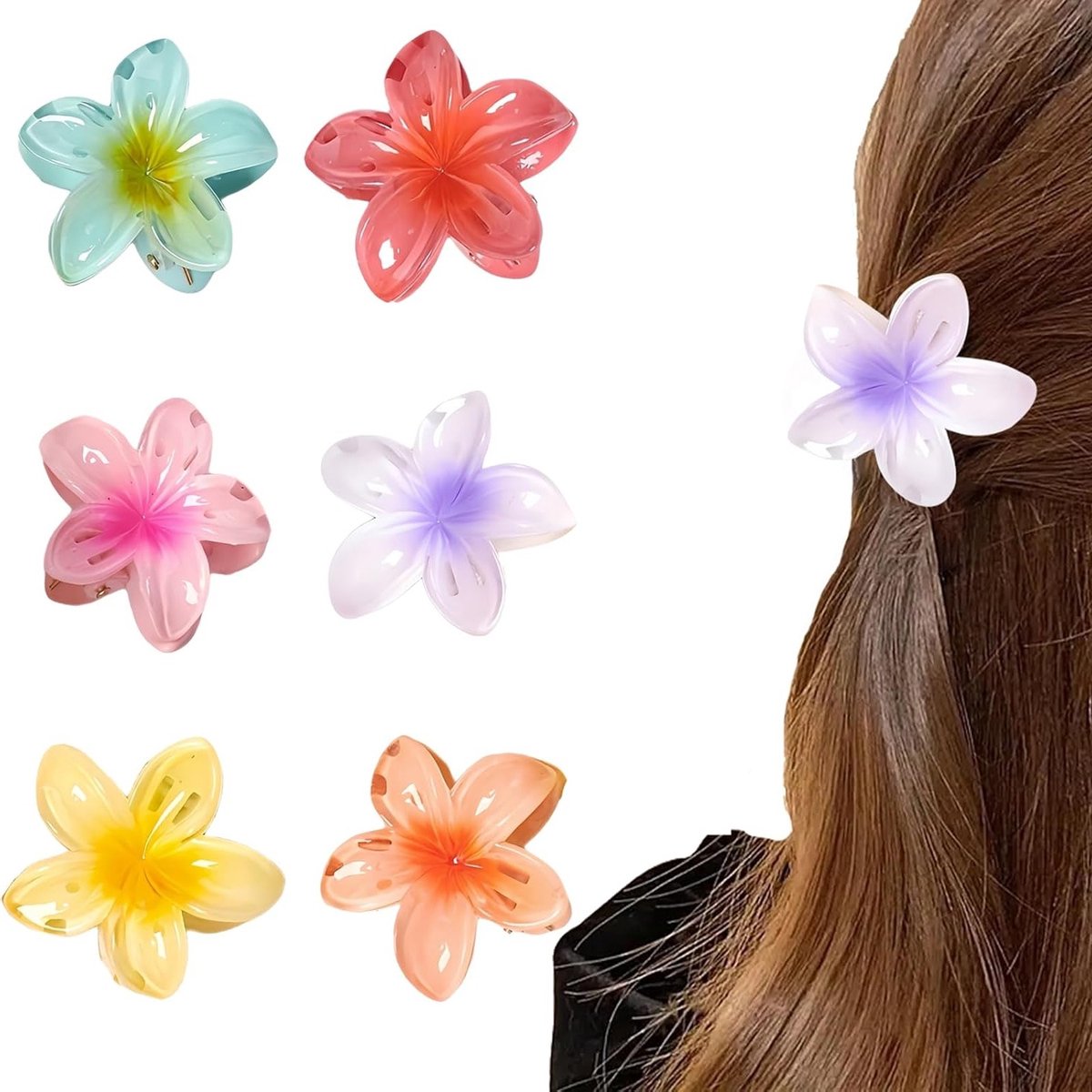 Set van 6 Bloemvormige Haarspelden voor Dikke Haaraccessoires - Perfecte Cadeaus voor Vrouwen en Meisjes