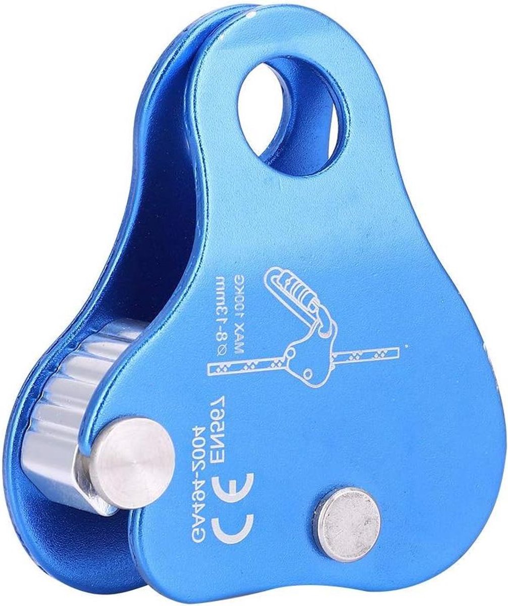 Klimtouw Zekeraar - Abseilapparaat - Buiten Klimmen - Aluminium Constructie - 94 x 28 cm - Blauw