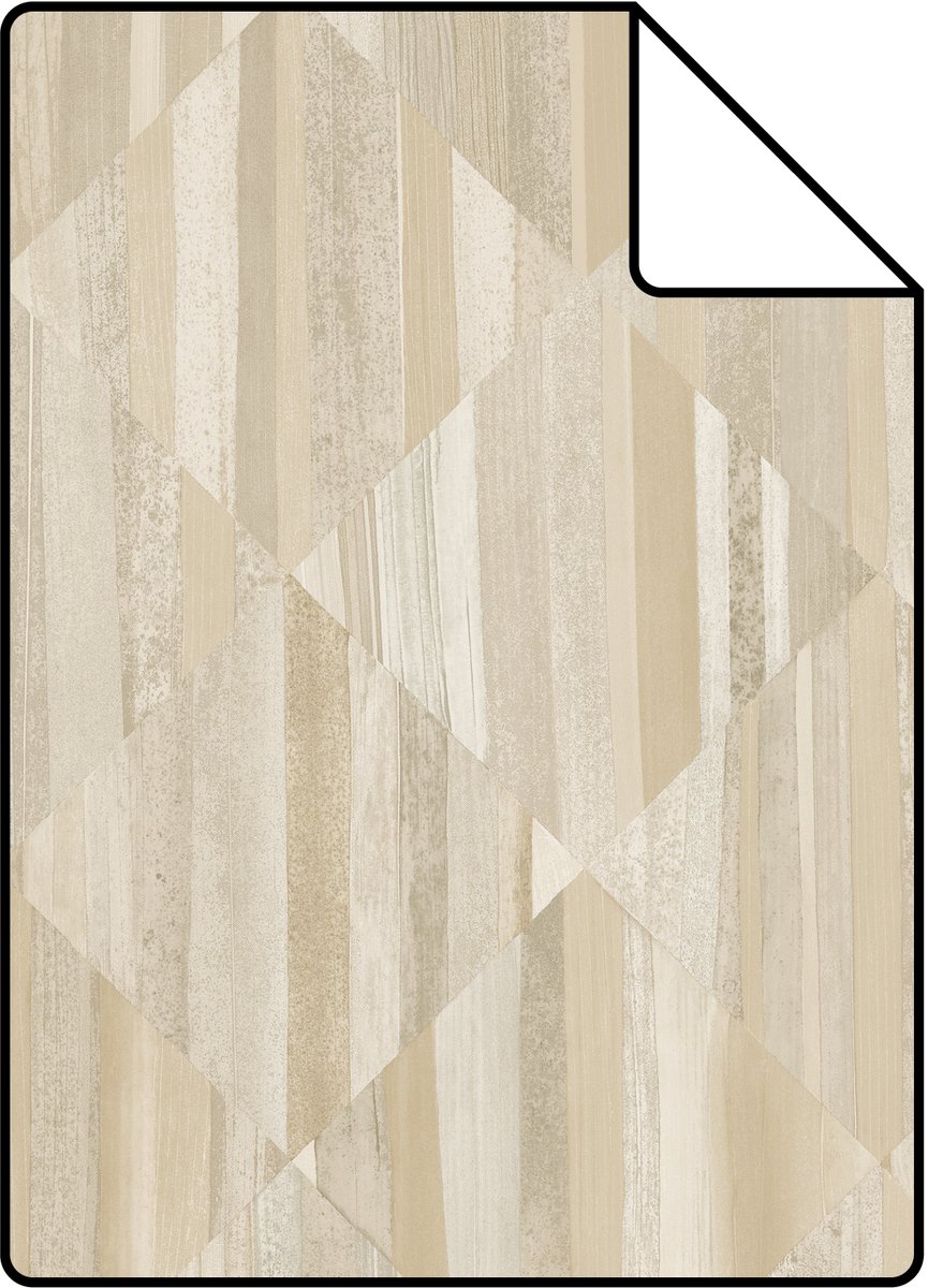 Proefstaal Origin Wallcoverings behang 3D-houtmotief zand beige - 26.5 x 21 cm - 347865-S
