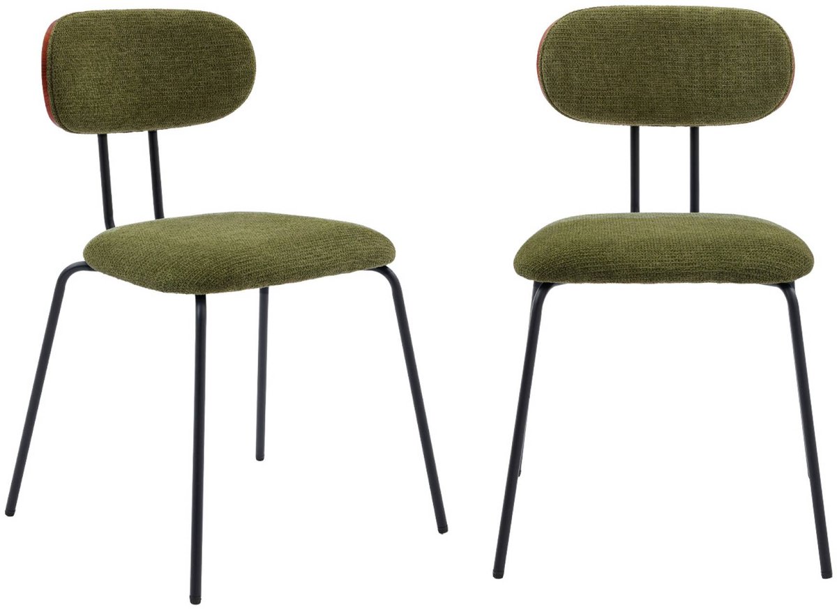 sweeek - 2 stoelen gebogen hout walnootkleur en waterafstotende stof, poten mat zwart metaal - l 45 x b 55 x h 80cm - erin