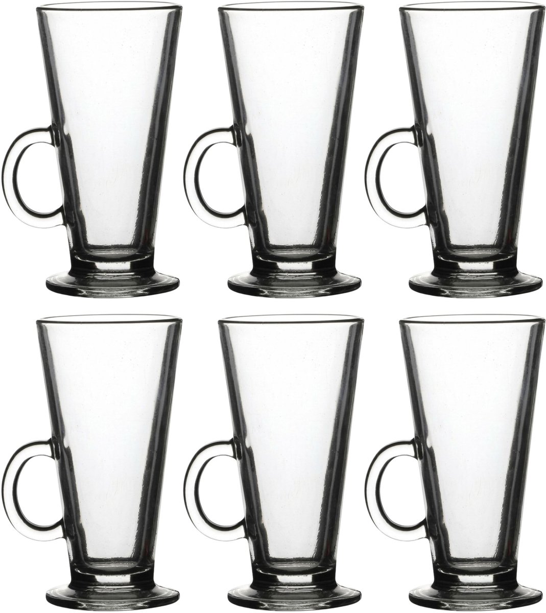 Urban Living Koffie glas - 6x - latte macchiato - met oor - 280 ml - transparant