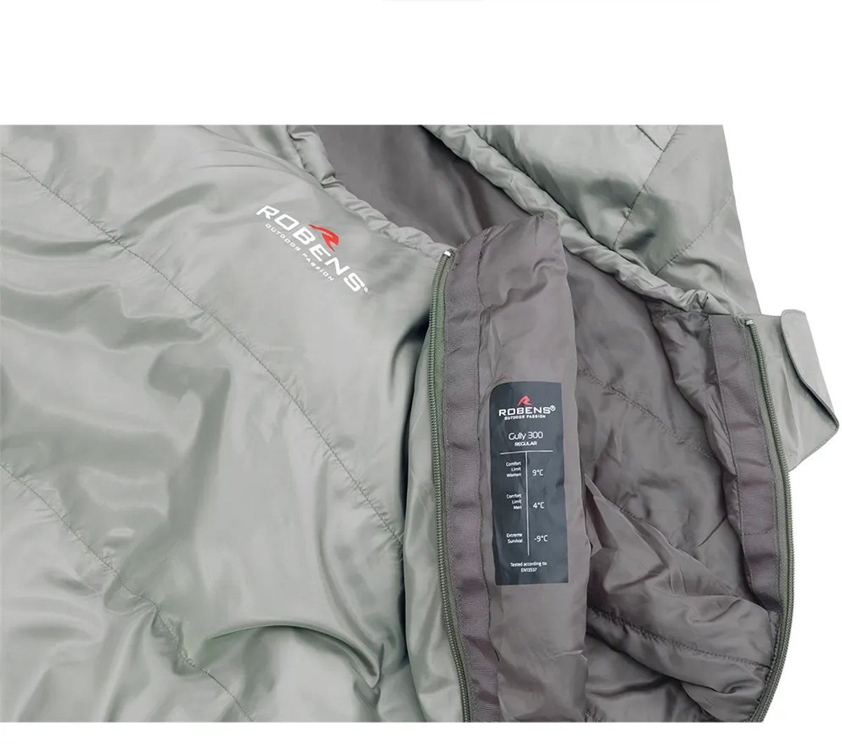 Robens Gully 300 +4°c Slaapzak Groen Long - Left Zipper