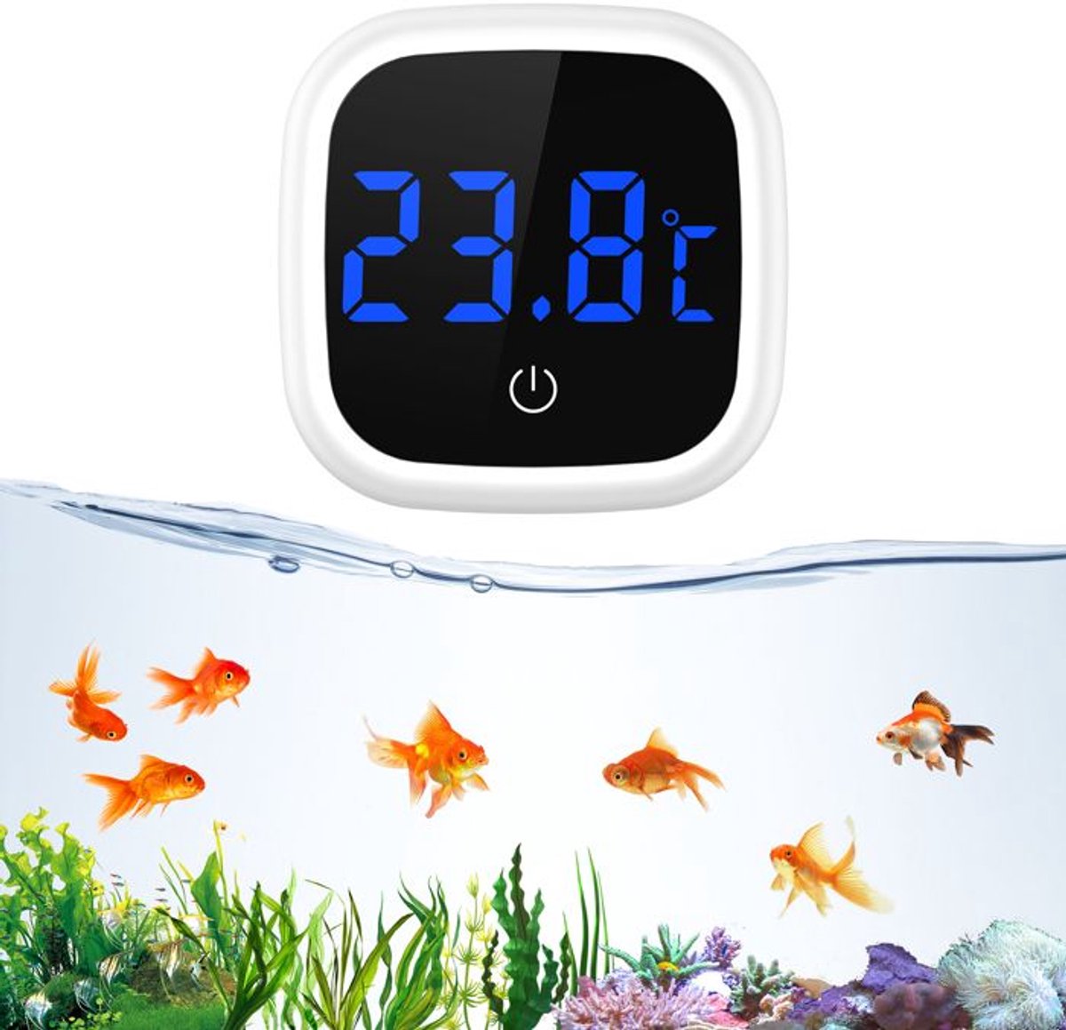 Aquariumthermometer, temperatuurmeter voor aquariumwater, digitale LED-thermometer - wit