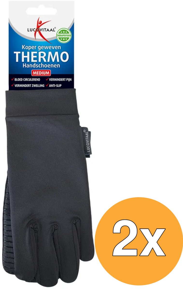 2x Lucovitaal Koper Thermo Handschoenen Medium (1 paar)
