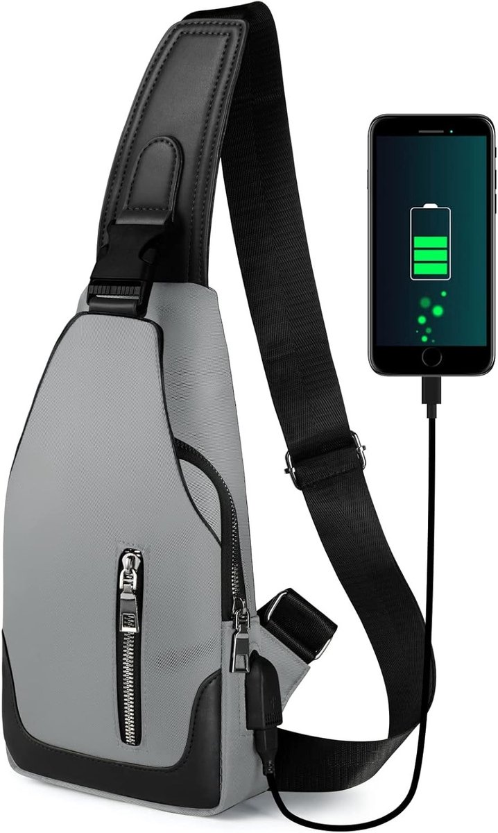 Sling Rugzak met USB-oplaadpoort, Waterdicht Ontwerp, Ideaal voor Reizen en Dagelijks Gebruik
