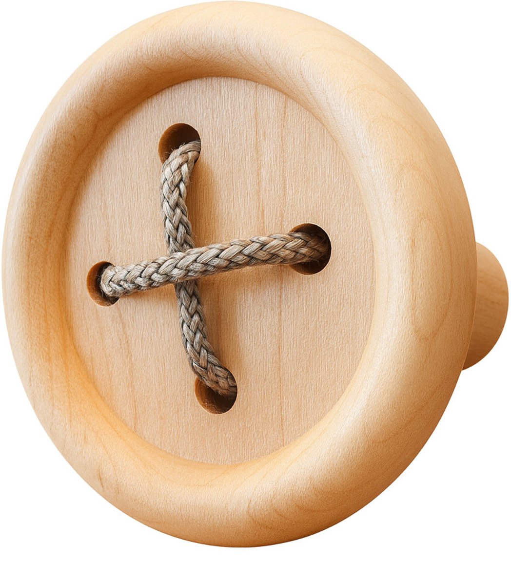 Grappige houten knoop-/wandhaak (met veters, grijs) - WD1776016483