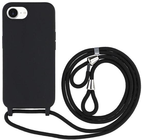 Coque Coverup - Convient pour iPhone 16e / 17e - Coque arrière en silicone Coverup avec cordon - Noir