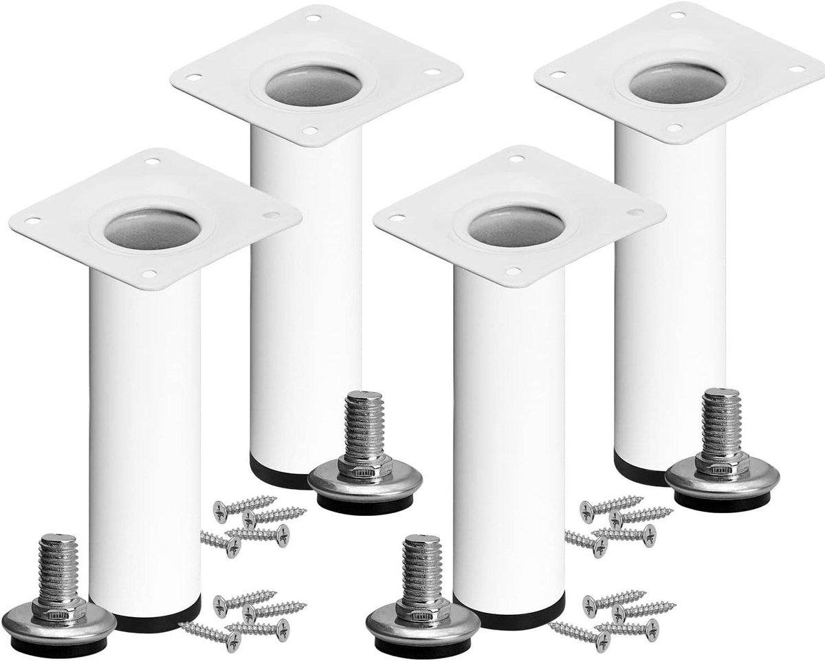 Meubelpoten Set - Tafelpoot Rond - Meubels Versterken - In hoogte verstelbaar - 70 cm Hoog - Wit