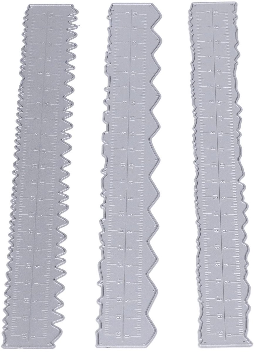 Dailygoody - Metalen papierliniaal - Scheurliniaal - Creatieve papierkunst - Compact - Snijsjabloon - Handig voor kaarten maken - 3 stijlen