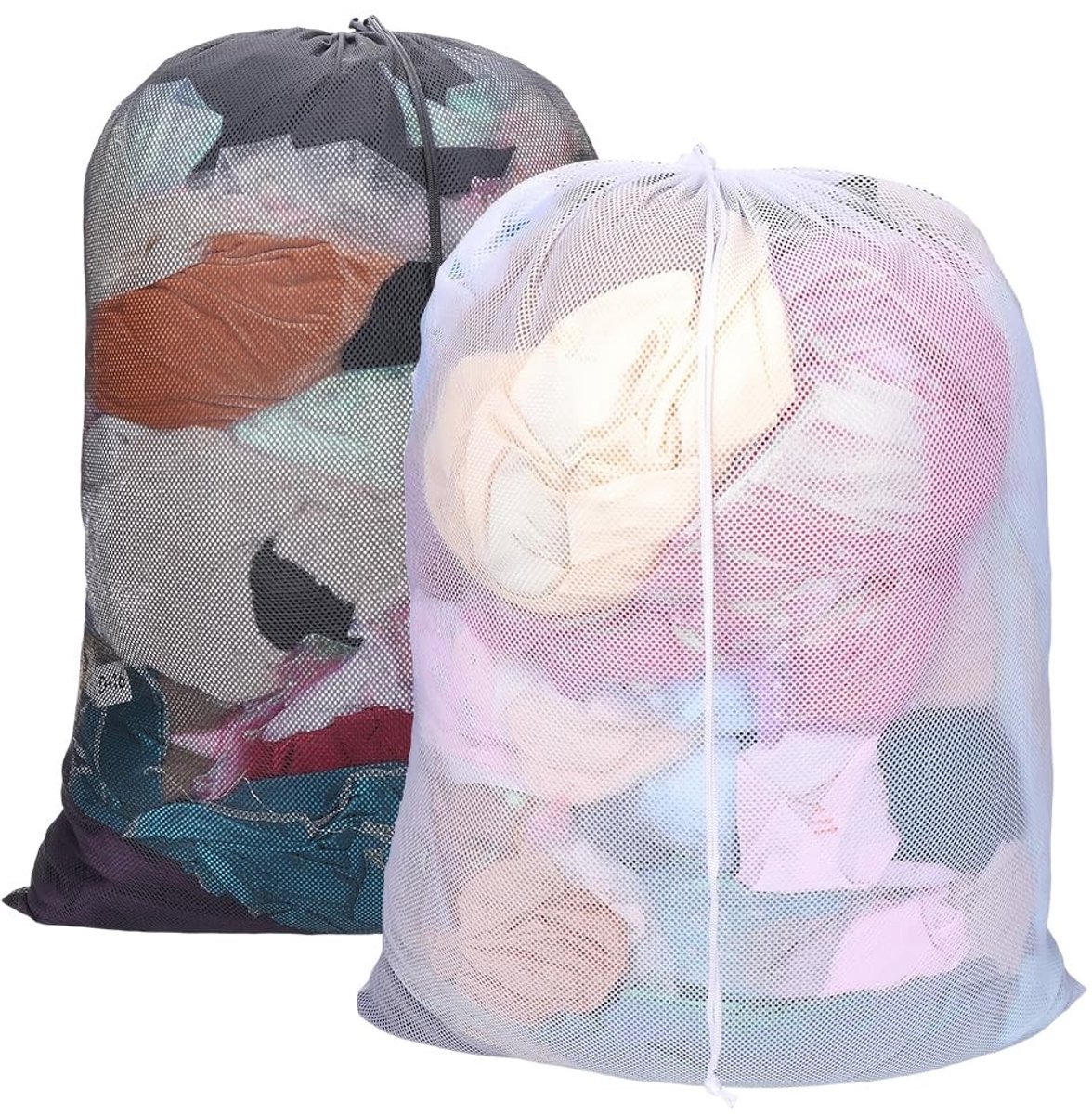 Dailygoods - Dailygoody - Waszakken - Mesh Waszakken - Met Trekkoord - 90 x 60 cm - Zwart/Wit - Voor delicate kleding - Bescherming tijdens het wassen - Handig voo...