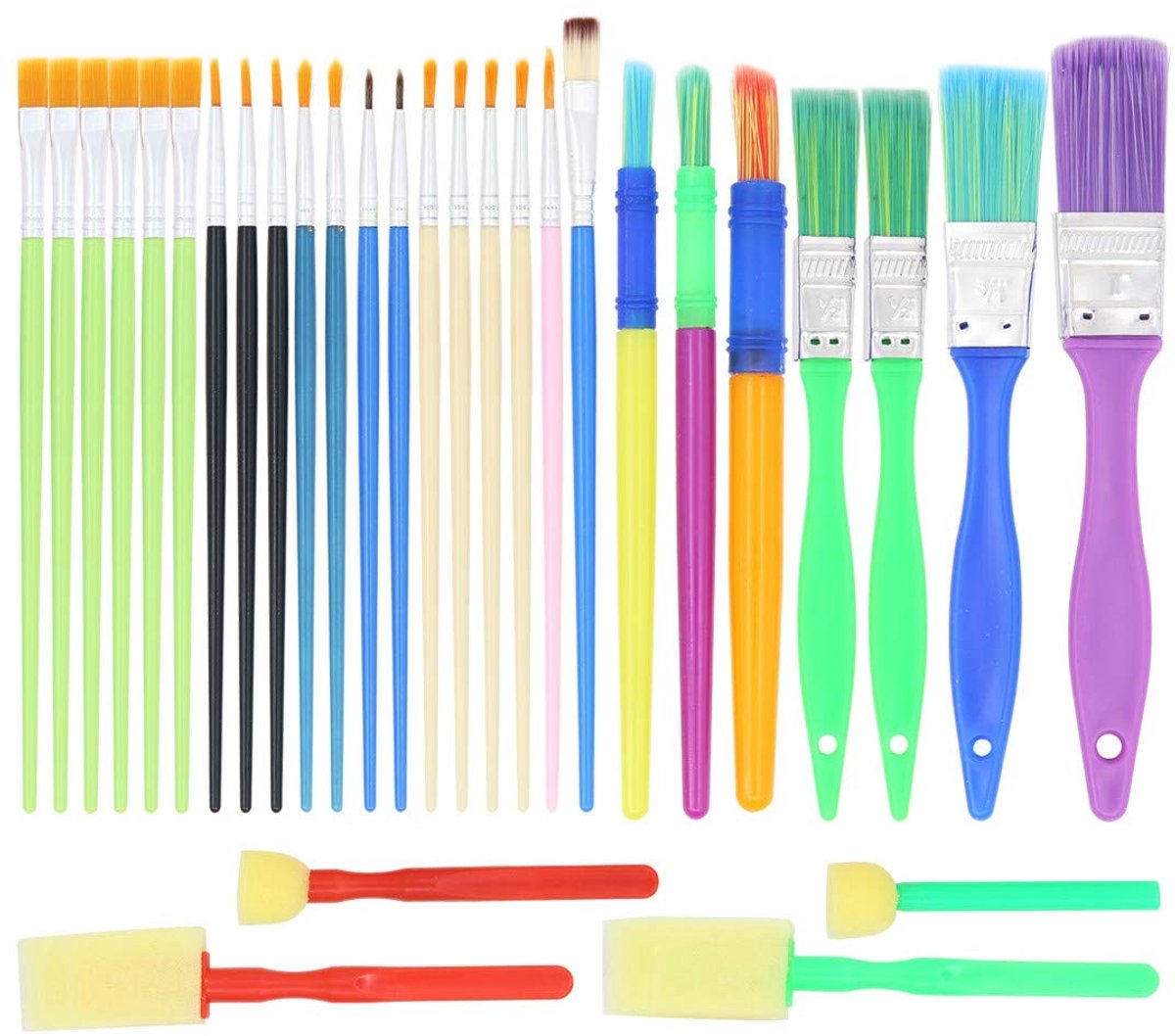 Dailygoods - Dailygoody - 30 stuks penseel set - Kinderen schilderen - Creatieve verf kit - Diverse borstels - Doodle kunst - Geschikt voor DIY projecten - Verf en
