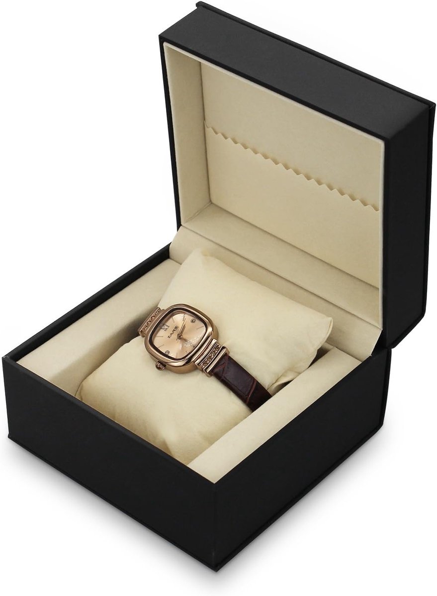 Elegante Horlogebox met Verwijderbaar PU Leren Kussen voor Horloges, Smartwatches en Armbanden - Perfecte Bewaaroplossing voor Mannen en Vrouwen (Zwart)