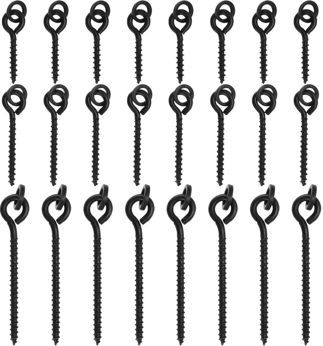 Dailygoods - Dailygoody - Visaas Schroeven Sets - 60 Stuks - Duurzaam Staal - Zwart - Aas Schroeven voor Karpervissen - Multisize