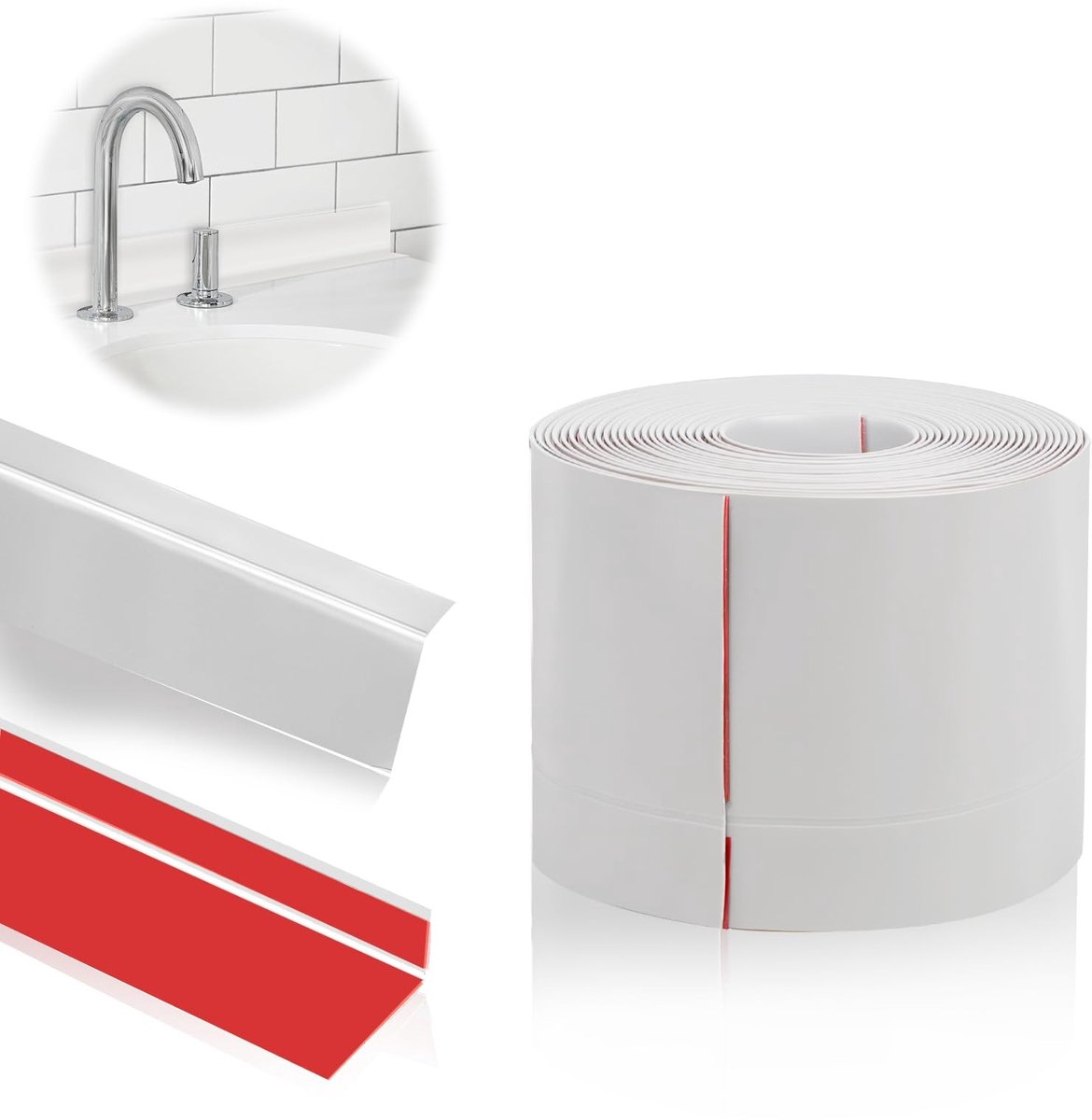 Dailygoods - Dailygoody - Zachte plint - Zelfklevende vloerlijst - Eenvoudige afwerking - Wit - Keukenafsluitstrip - Ideaal voor badkamer en woonkamer - 5 meter