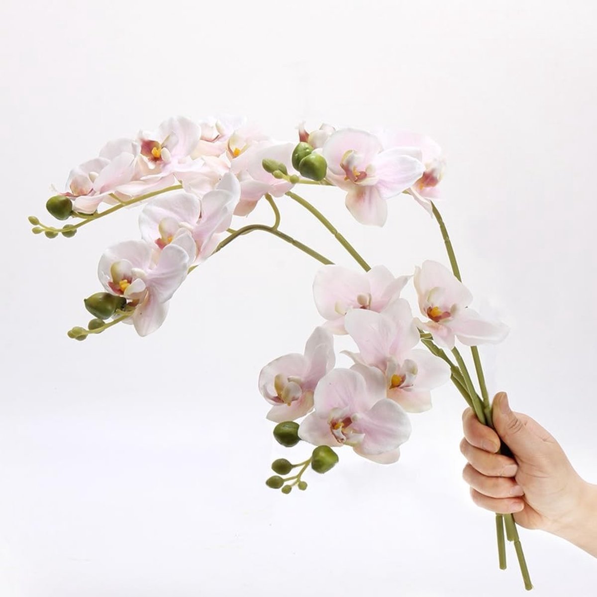 Dailygoods - Dailygoody - Orchideeënstengels Kunstbloemen - Realistische Faux Orchideeën - Lichtroze - Decoratie voor Vaas - Perfect voor Bruiloft en Feest