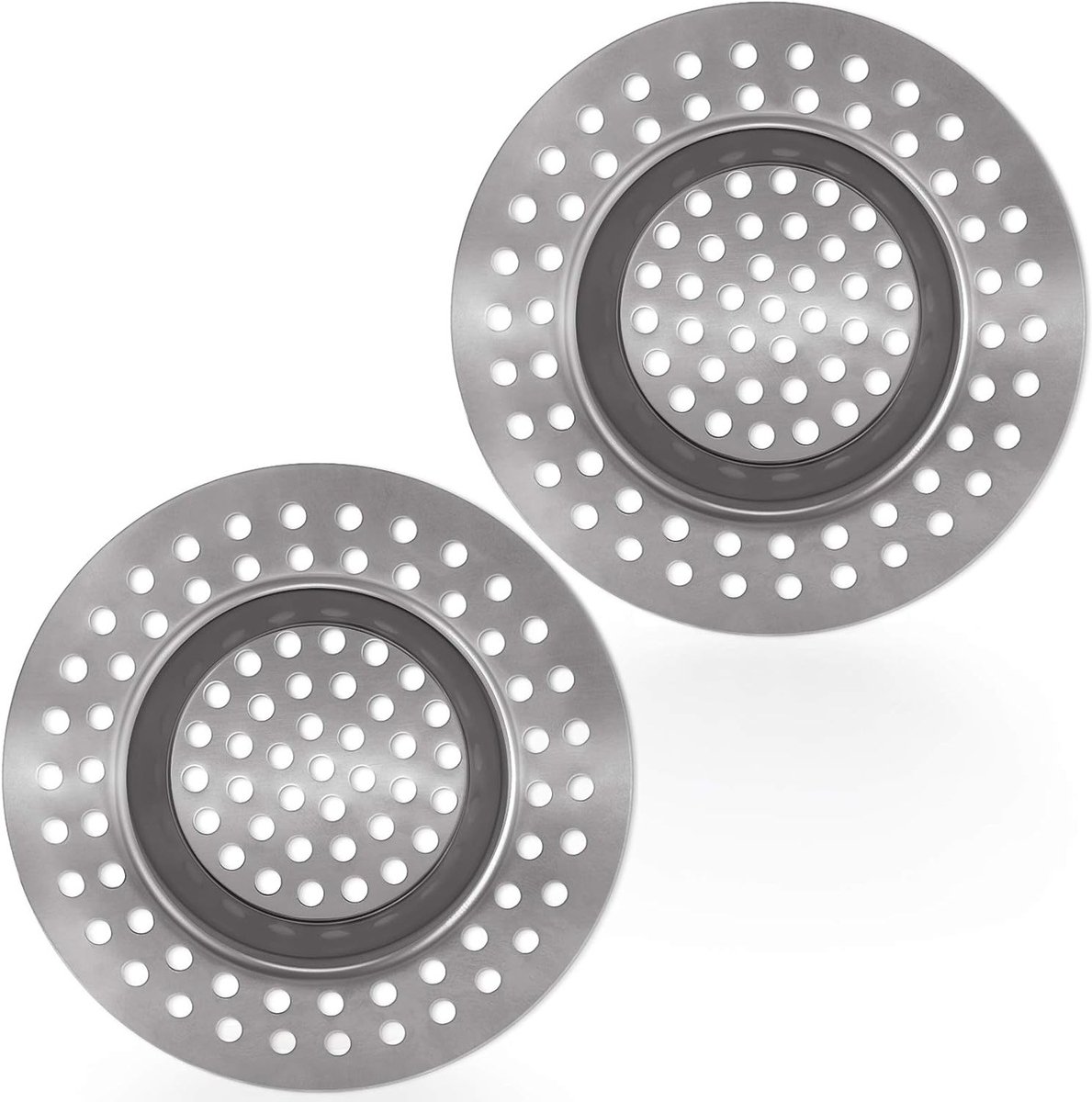 Set van 2 RVS Afvoerpluggen voor Keuken en Badkamer, Beschermers tegen Haar en Vuil, 3" 7.5cm