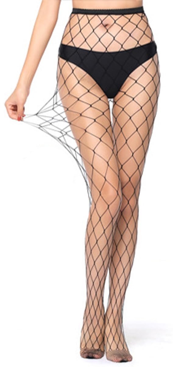 Dailygoods - Dailygoody - Visnetpanty's Dames - Sexy Netkousen - Hoge Taille - Zwart - Elastische Panty's - Geschikt voor Feestjes en Dagelijks Gebruik - 5 Paar