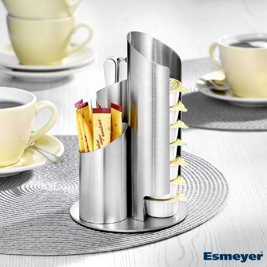 Dailygoody - Multi portiedispenser - Melkpotjes - Vaatwasserbestendig - Zilver - Suikerzakken - Perfect voor kantoor - 17,5 cm hoog van Merkloos — afbeelding 3