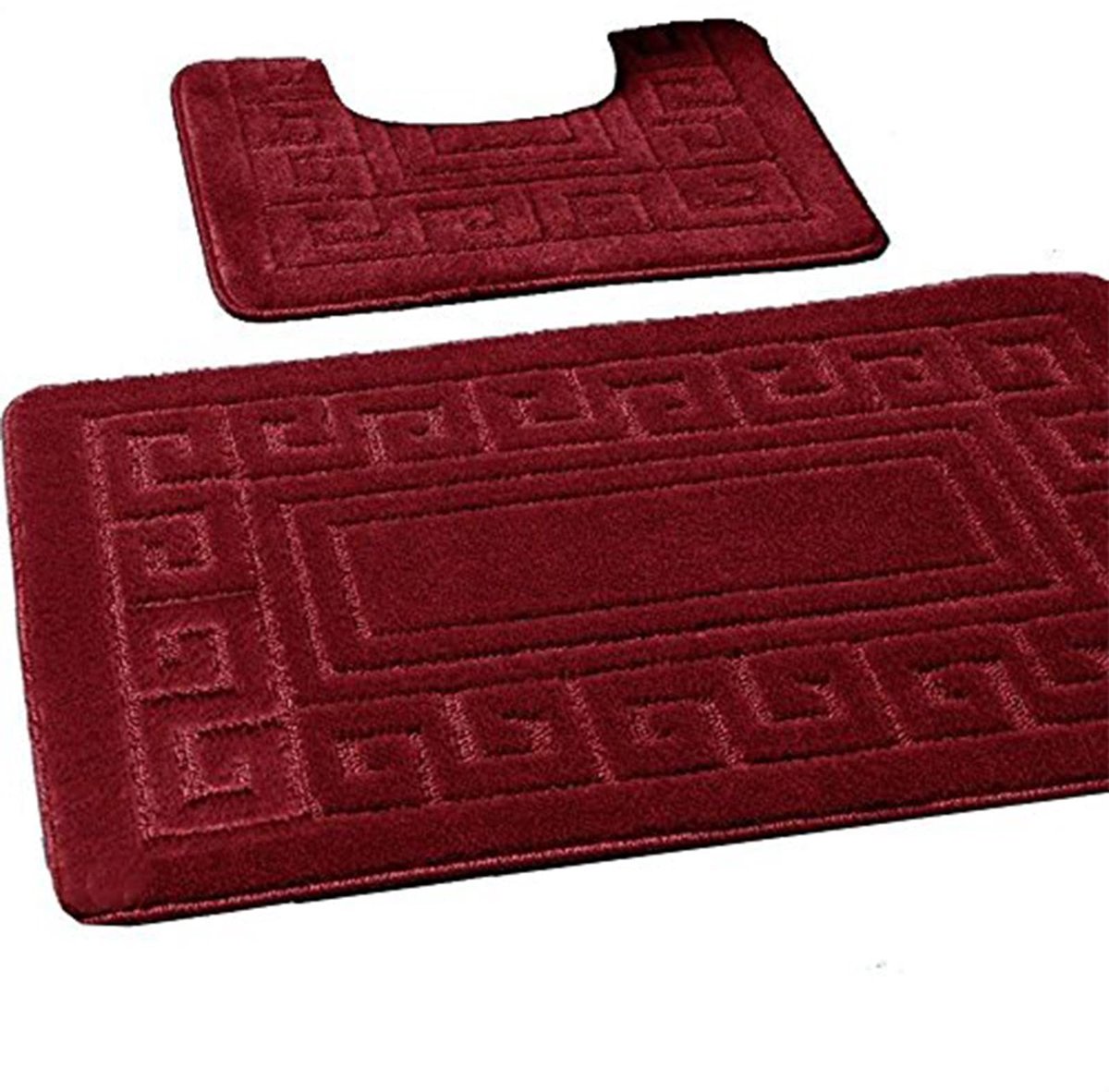 Dailygoods - Dailygoody - Anti-slip badmat - Set van 2 - Comfortabel en veilig - Burgund - Geschikt voor badkamer en toilet - Inclusief toiletemat