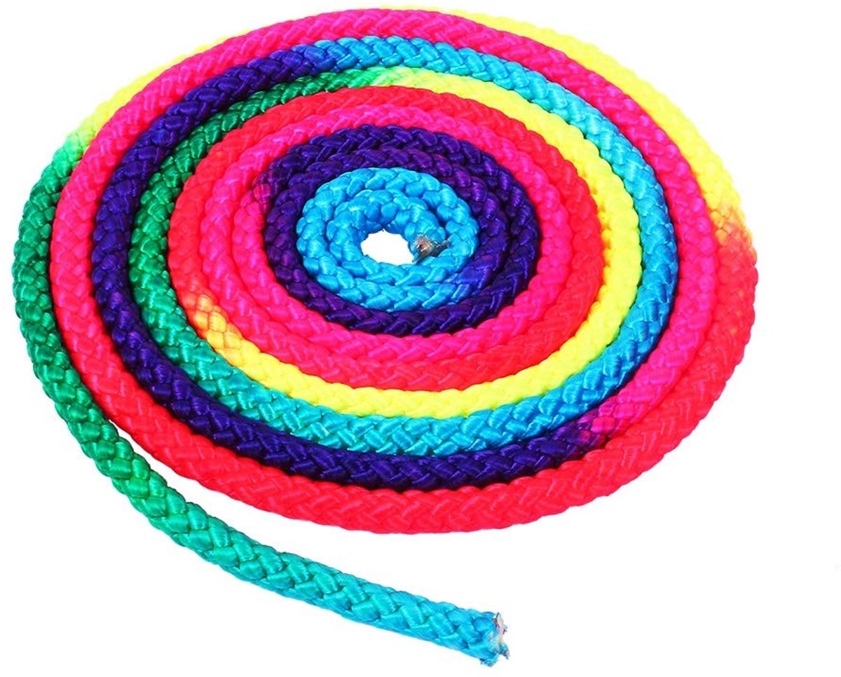 Dailygoods - Dailygoody - Ritmisch gymnastiek touw - Stevig wedstrijdtouw - Regenboogkleur - Trainingstouw - Geschikt voor artistieke gymnastiek - Premium kwa