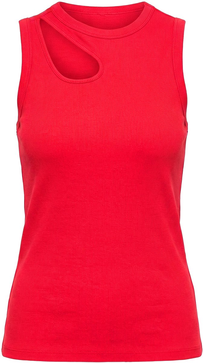 Angel of Style - Dames - Ribtop slim fit cut-out - Neonrood - Maat 42