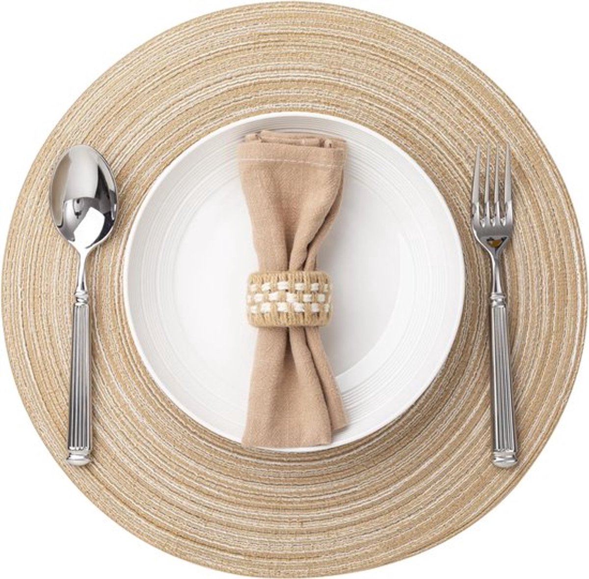 Ronde placemats - Placemat - Hittebestendig - Gevlochten ontwerp - 38 cm