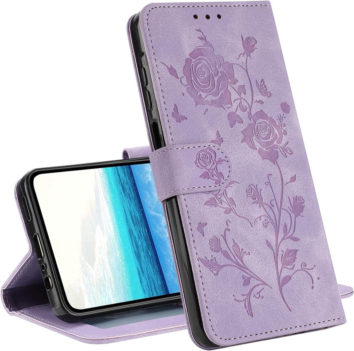 Wallet Case voor Samsung S21 - Roze Patroon Flip Case met Kaartsleuven, Magnetische Sluiting en Schokbestendige Bescherming