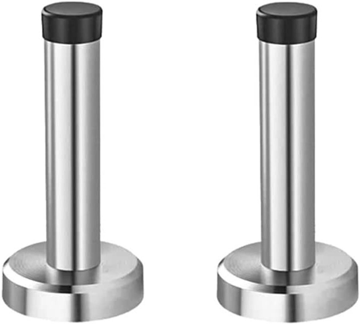 Robuuste wandmontage deurstopper van roestvrij staal, 2 stuks, met rubberen buffer en duurzame bescherming, 95 mm