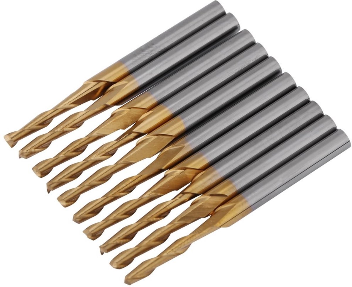 Dailygoody - Frees Lange Frees - Snijgereedschap Set - 10 stuks - Coated Graveren - 2mm Cutter Fluit - Geschikt voor Precisiewerk - 3.175mm Shank