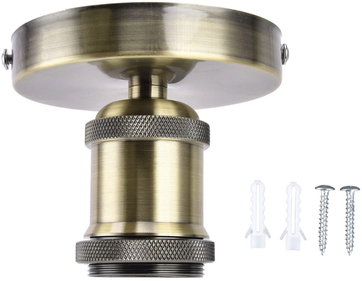 Dailygoody - E27 Lamphouder - Vintage Lamphouder - Antiek brons - Voet Lampvoet Plafondlam