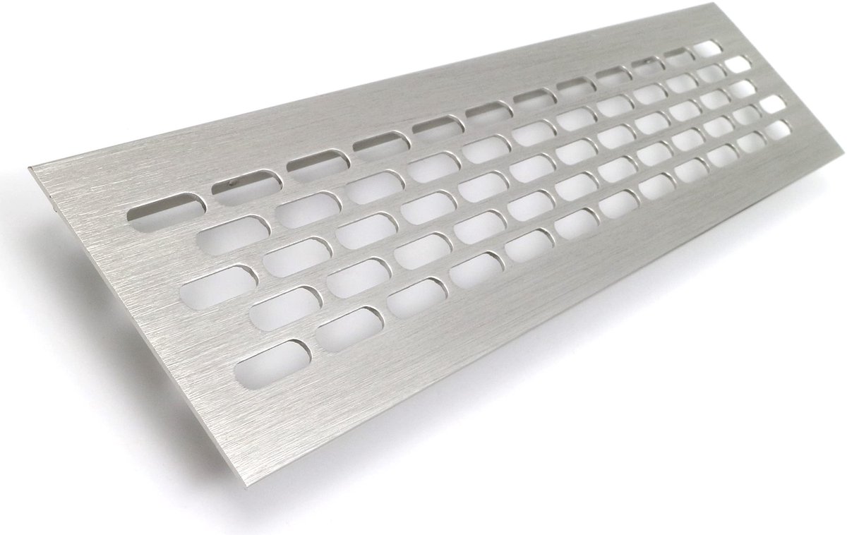 Dailygoods - Dailygoody - Ventilatierooster - Roestvrij staal - Eenvoudige montage - Afvoerrooster - 245 x 60 mm - Geschikt voor binnen en buiten