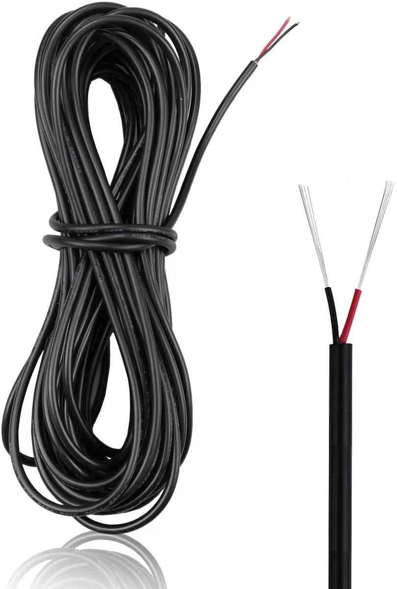 Dailygoods - Cosensi - Dailygoody - Electric Cable - 10 Meter - Flexibele Kabel - Zwart - 2 Kernen - Ideaal voor Huishoudelijke Apparaten - 22